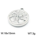 Silver stainless steel Tree of Life round pendant charm, 18x15mm handcrafted jewelry part - Silver Dense Tree of Life Style (KLJ7134-Z)