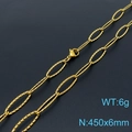 Golden sparkling choker necklace with diamond-cut links, size 450x6mm, weight 6g - Gold Necklace 45cm (KN197655-Z)
