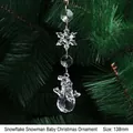 Clear acrylic Christmas ornament with snowflake and snowman detail, 138mm length - 138mm Snowflake Snowman