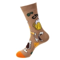 Calze marroni con punta arancione e motivi di birra per uno stile casual e alla moda - Taglia unica / 981 Birra/Marrone