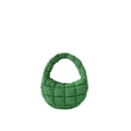 Bright green quilted cloud handbag featuring a puffy padded handle and grid texture - 20*14*6 / Dark Green