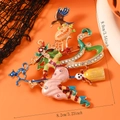Detailed size chart for Halloween witch and pumpkin brooch measuring 9.0cm by 8.2cm - Halloween Collection (WBR291)