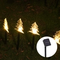 Set of 4 Christmas tree solar garden stakes with warm white LED lights for outdoor decor - Christmas Tree Solar (5-in-1 Warm White)