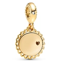 Golden tree of life bead charm with heart cutout patterns and sparkling gemstone inlay - 022-Heart Tag