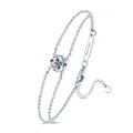 Elegant S925 sterling silver double chain bracelet with 1.0ct moissanite gemstone - April Moissanite