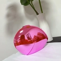 Metallic rose pink mirror acrylic crossbody bag with a sleek egg-shaped clutch design - Pink (Transparent)