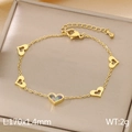 Bracciale a cuore in acciaio inossidabile dorato con zirconi colorati, 170 mm - Stile Cuore (KB185517-HM)