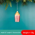 Festive popcorn box Christmas tree ornament with red stripes and gold glitter finish - Popcorn Shape Style 15