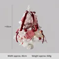 Albero di Natale bianco da tavolo 60cm con nastri rossi e decori festivi - 60CM Set Floccato Caramelle con Luci