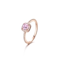 Detailed macro view of S925 hallmark on rose gold ring with pink square gemstone - US 5 / Rose Gold (Pink Zirconia)