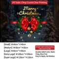 Christmas window sticker with red bow, green pine, and Merry Christmas text decor - Small [40*40CM] / Static Cling No Glue
