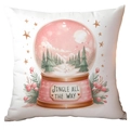 Pink snowman crystal ball Christmas pillow case with Jingle All The Way print - Jingle All the Way Snow Globe (TQDS88-18)