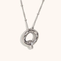 Modern balloon style letter Q pendant necklace in polished silver stainless steel - Steel-Q