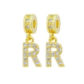 Elegant gold letter R pendant earrings with sparkling zircon gemstones for jewelry - Letter-R