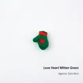 Mini green knitted glove with red heart for Christmas tree DIY decor, 5x4cm size - 1 Piece / Heart Mitten - Green
