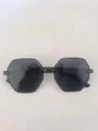 Fashionable rimless hexagonal oversized sunglasses in translucent charcoal grey finish - Light Grey
