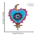 Sequin heart patch with blue evil eye and gold moon, 28cm large embroidery DIY decor - Rose Red Heart Moon Star Eye