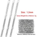 1.2mm silver stainless steel cross chain for DIY jewelry making accessories - Sequin Chain (N0112) / 1.2mm (2 Meters/Pack) / Steel