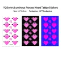 Luminous heart tattoo stickers for music festivals with pink UV fluorescent effect - YQ-020 / 6x10.5cm