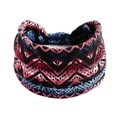 Böhmisches elastisches Yoga-Stirnband mit rot-blauem ethnischem Wellenmuster - Rot Blau Schwarz Geometrische Welle Ethnisch(#110)