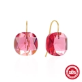 Lussuosi orecchini pendenti in argento S925 con pietre di zircone rosa taglio quadrato - Argento 925 / Oro - Zirconia Rosso Rosa