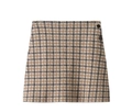 Dettaglio gonna in misto lana scozzese con bottoni marroni e trama intrecciata - XS / Gonna