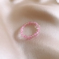 Bague fleurie faite main avec perles de cristal rose transparent pour femmes - Bague perlée / Rose
