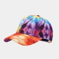 Fashionable baseball cap with multi-color tie-dye graffiti and pre-curved brim design - Purple Blue Orange Yellow Multi-color Tie-Dye (22#)