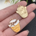 Honey jar enamel charm in gold finish with yellow and white honey drop detail - Honey Jar