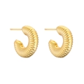 Orecchini a cerchio a C placcati oro 18K con design a coste a spirale testurizzate - Piccolo 20mm / Oro