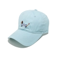 Close-up of light blue cotton baseball cap featuring detailed sausage dog embroidery - M(56-58cm) / Sky Blue