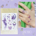 Adesivo tatuaggio glitter farfalla viola FG-104 con motivi luna e gatto - Farfalla Gatto Cielo Stellato Viola (FG-104)