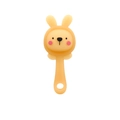 Yellow bunny silicone baby teether with long handle and easy-grip hole design - Little Rabbit Rattle / Nano Color