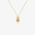 Collana in argento S925 con pendente a scarabeo, pietre viola e finitura oro - Ape in Oro 18K