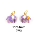 Detail of purple enamel elephant pendants with gold plating for DIY jewelry making - No.6 Purple Elephant Set