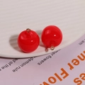 Translucent red resin cherry pendant charms with gold rings for DIY jewelry making - Red Apple