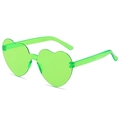 Neon green heart-shaped jelly sunglasses with transparent rimless one-piece design - Grass Green