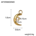 Macro shot of gold moon pendant showing 1.0cm height and 0.6cm width dimensions - Moon With Rhinestone Style (AP39988D0W0-1)