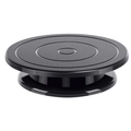 Detail of black cake turntable featuring anti-slip concentric texture and matte finish - Black Turntable / Black