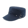 Gorra militar azul oscuro para hombre en algodón con hebilla de metal y parte plana - M (56-58cm) / Azul marino
