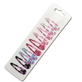 Lot de 12 barrettes clic-clac avec motifs roses roses sur une carte de présentation blanche - Motif Rose