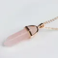 Minimalist rose gold necklace featuring a rose quartz hexagonal prism stone pendant - Rose Quartz / Pendant Only (Without Chain)