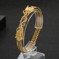 Pulsera vintage de cadena de hueso de dragón dorado con cierre de cabeza de dragón - Color Dorado (KB185283-KJX)
