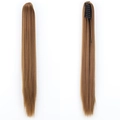 Brown long straight synthetic ponytail hairpiece with secure plastic claw clip - 6-Chestnut Brown