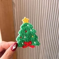 Green felt Christmas tree hair clip with yellow star and red bow detail - 8# Christmas Hair Clip - Felt Christmas Tree With Bowknot