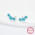 Macro shot of S925 sterling silver stud earrings with sky blue zircon flower clusters - 925 Silver / Silver Turquoise