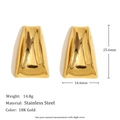 Orecchini a lobo a trapezio minimalisti in acciaio inossidabile placcato oro 18K - Orecchini a Bottone Trapezoidali Curvi / Oro