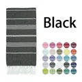 Detail of black striped Turkish towel with fringe and a palette of 25 available colors - 90x180cm / Black