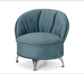 Blue velvet sofa jewelry storage box with round backrest and silver metal legs - A31 Round Sofa: 11.5*8.5*10cm