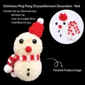 DIY Christmas snowman kit featuring white pompon mum with red mini hat and striped scarf - Christmas Snowman Red Style (Set of 5)